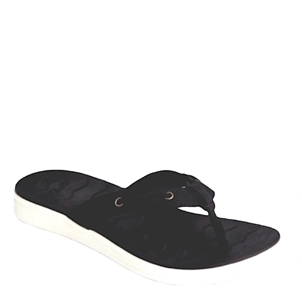NEW Sperry Adriatic Leather Sandals Skip Lace Flip Flops Black Size 6 - Picture 3 of 11